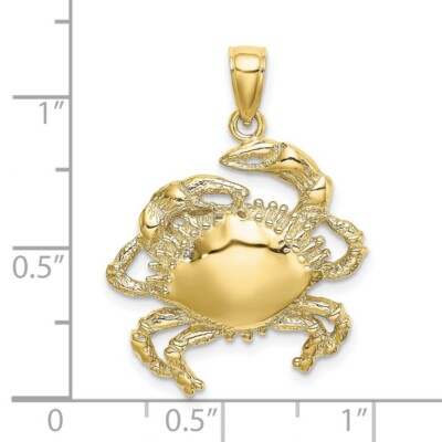 Pre-owned Skyjewelers Real 10kt Yellow Gold 2-d Crab Charm