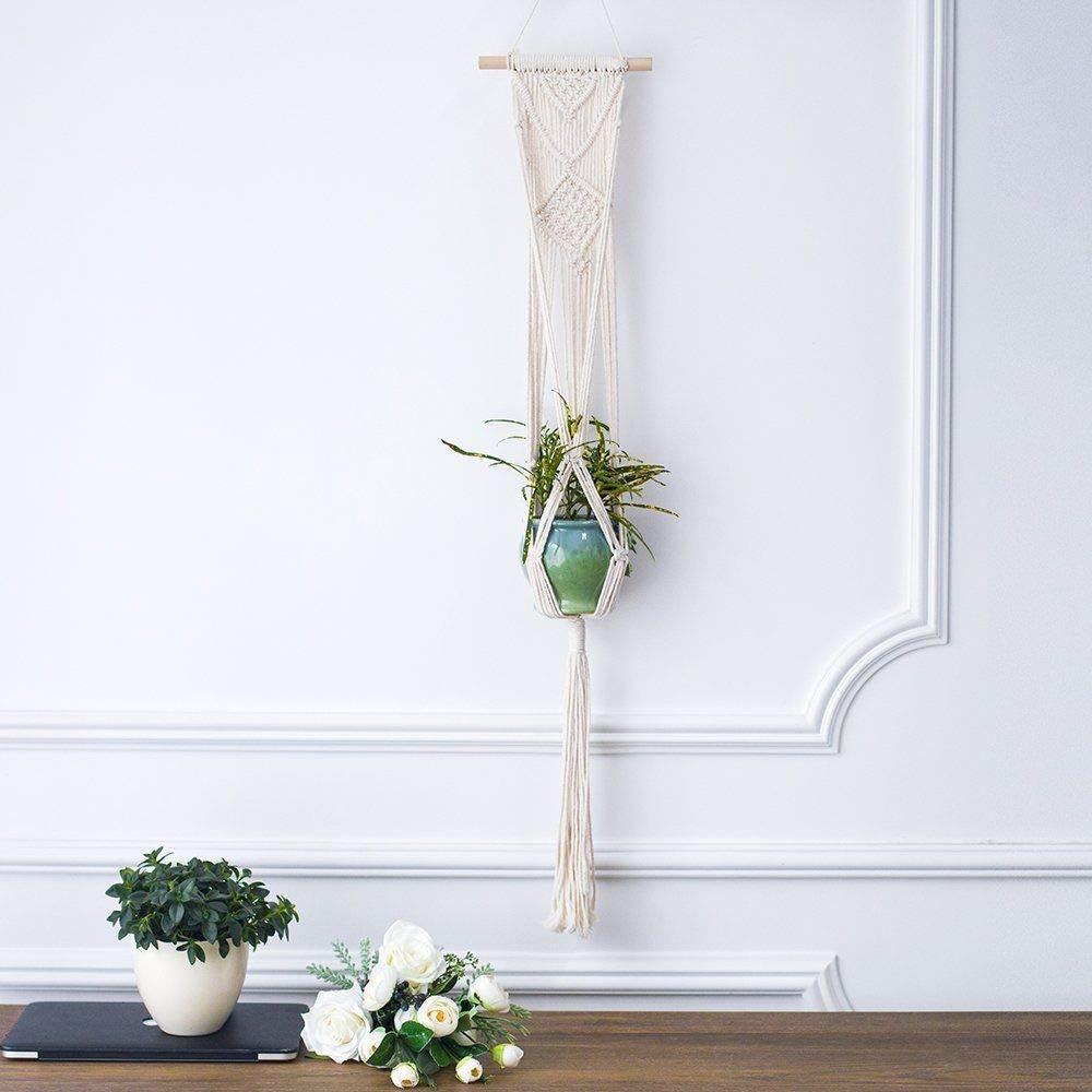 Toniya Macrame Plant Hangers 2 Pack - Handmade Indoor Hanging Plant Holder
