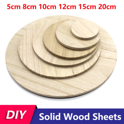 Circle Wood Sheets Solid Wood Round Disc DIY Craft Blanks Wooden Plate Coasters