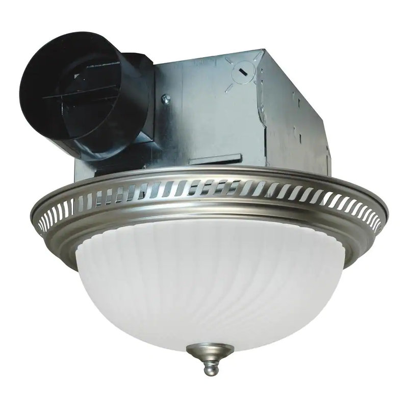 Bathroom Shower Decorative Nickel 70 CFM Ceiling Exhaust Fan Frosted Light Kit