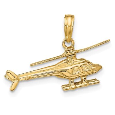 Pre-owned Diamond2deal 14k Yellow Gold 3-d Moveable Helicopter Pendant 2.04g