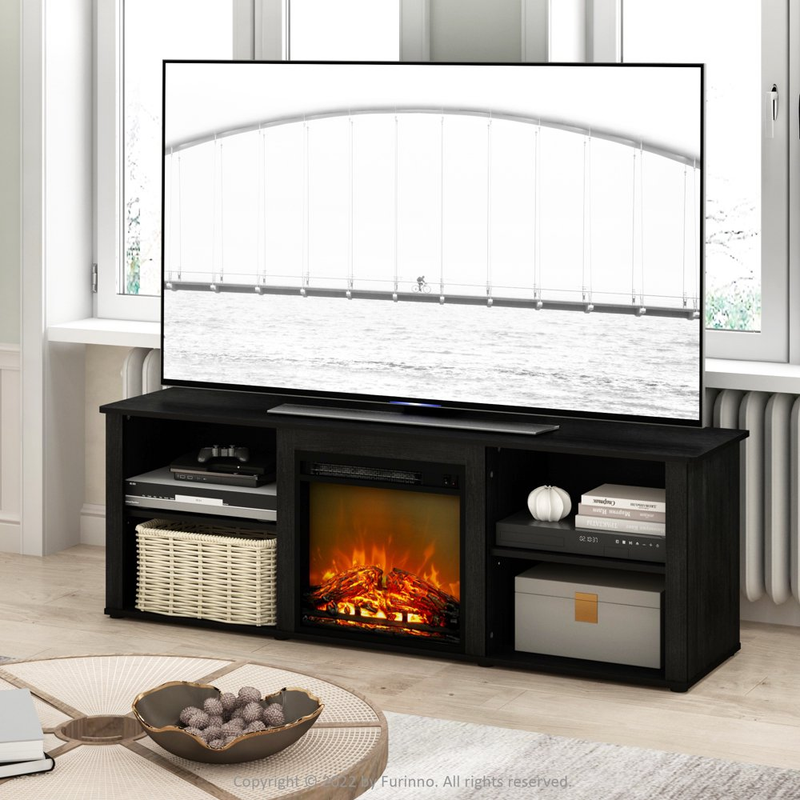 With Electric Fireplace Heater - Different Wood Types