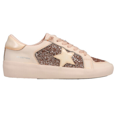Vintage Havana Alexis Glitter Platform Lace Up  Womens Beige Sneakers Casual Sho