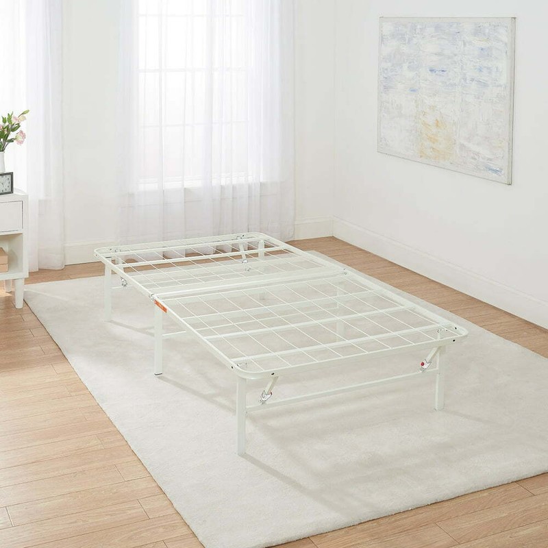 Mainstays High Profile Foldable Heavy Duty Black/White Steel Platform Bed Frame