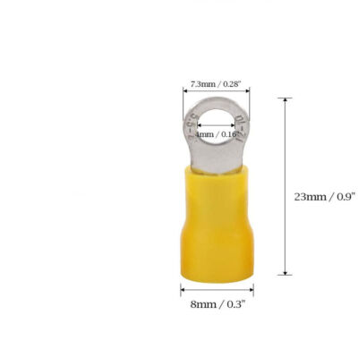 200-20PCS Vinyl Ring Terminals Connector Yellow 12-10GA AWG Gauge  Crimp Wire