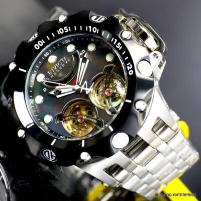 Pre-owned Invicta Reserve Venom Hybrid Double Open Heart Automatic Black Mop Watch