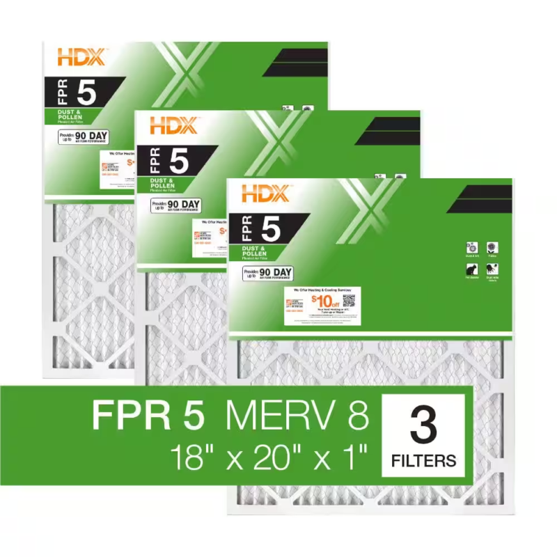 18X20X1 Pleated Air Filters Replacement For Furnace, FPR 5 MERV 8 HVAC AC 3-Pack