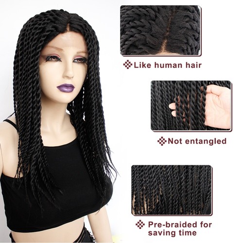 Sexy Micro Braids Wig Synthetic Box Braided Lace Front Wigs Black Wigs for Women