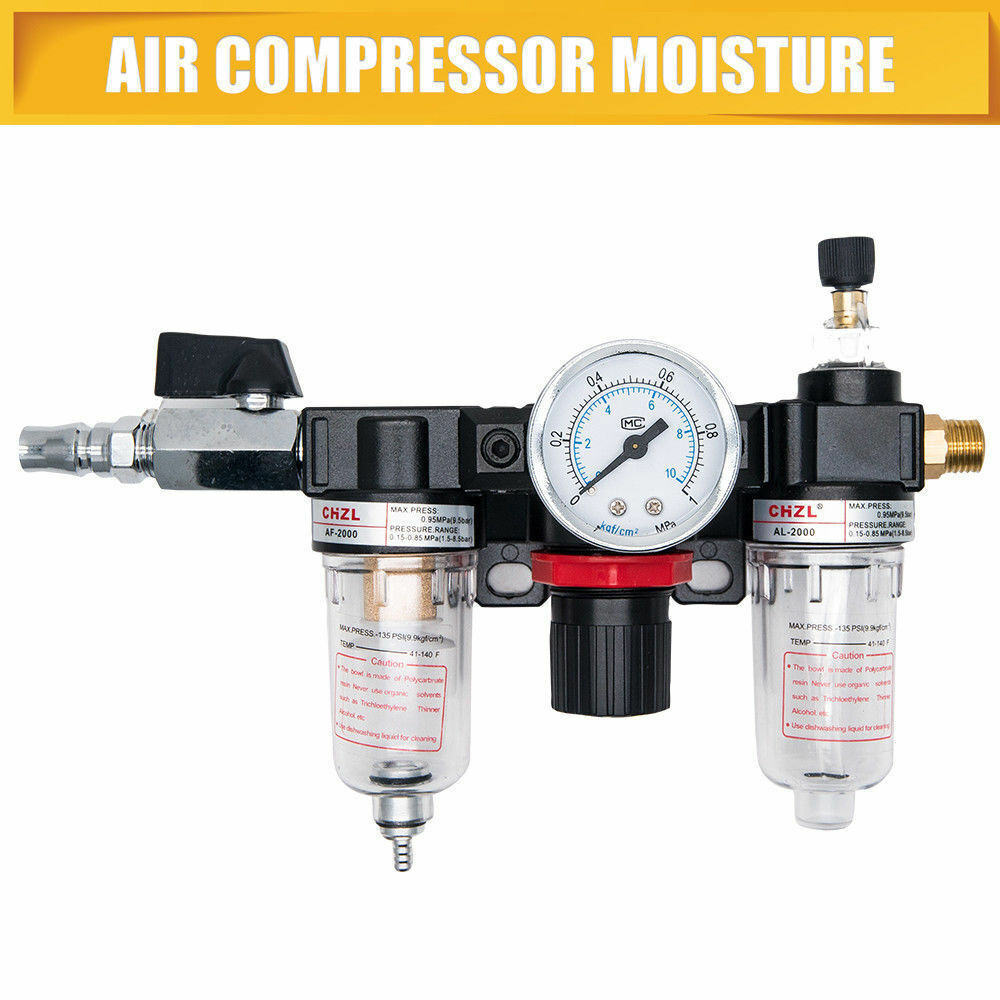 1/4''Air Compressor Filter Oil Water Separator Trap Filter with Regulator Gauge