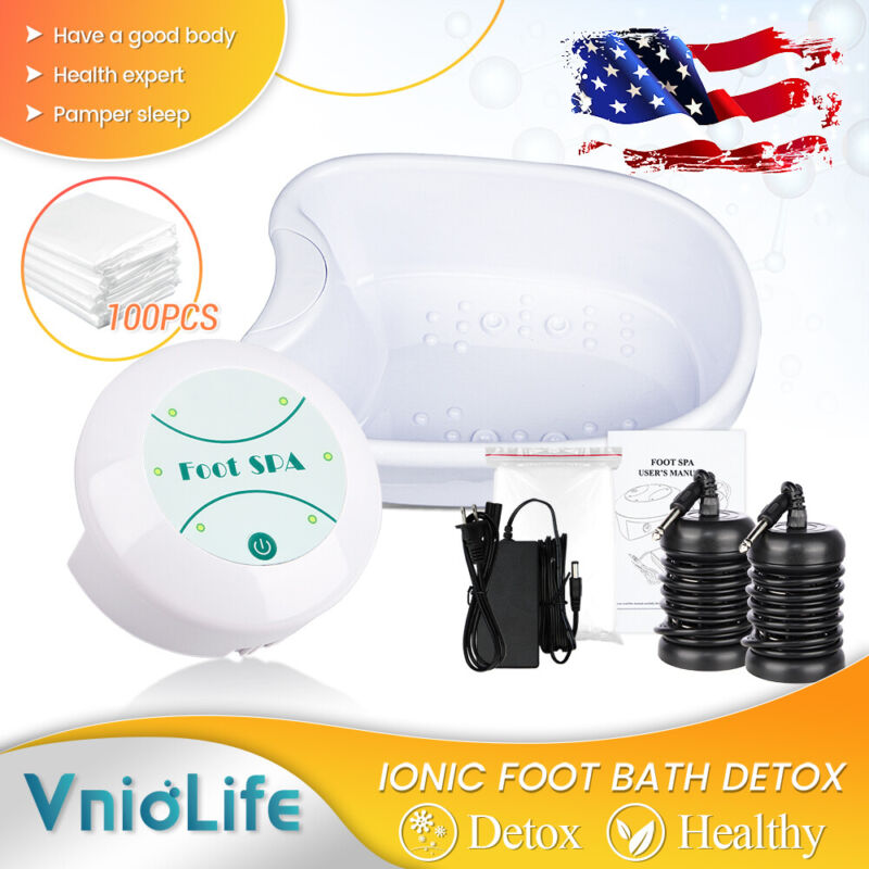 Ionic Foot Spa Foot bath Detox Machine w/ 100 Clear Liners for Home Relaxation