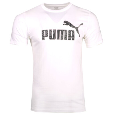 Футболка Puma Tropics № 1 с круглым вырезом и коротким рукавом, мужские белые повседневные топы 6745070