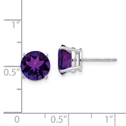 Pre-owned Goldia 14k White Gold 8mm Amethyst Earrings