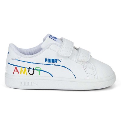 

Puma Smash V2 Home School V Slip On Toddler Boys Размер 10 M Кроссовки Повседневная обувь, Белый, Puma Smash V2 Home School V Slip On Toddler