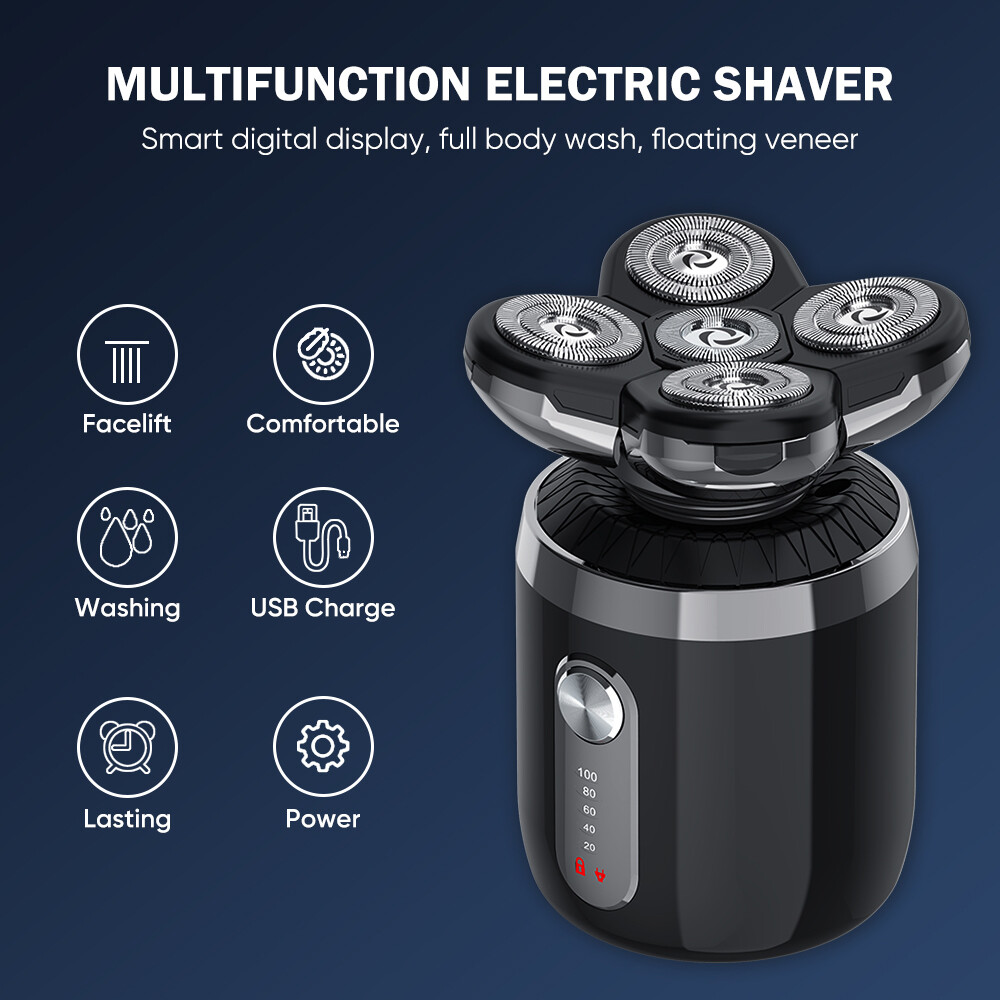 Usb Rechargeable Bald Head Rotary Beard Shaving Trimmer