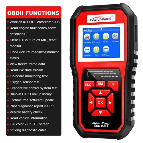 Automotive Code Reader Scanner Engine Light Check Kw850 Obd2 Car