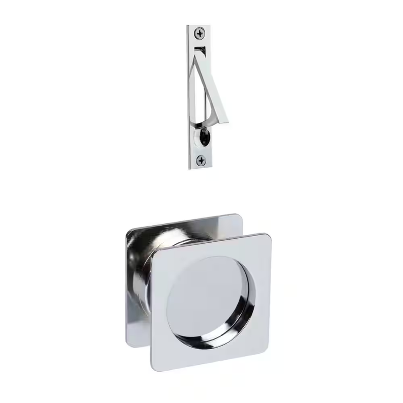 Pocket Door Lock Square Polished Chrome Passage Hall Closet Sliding Handle
