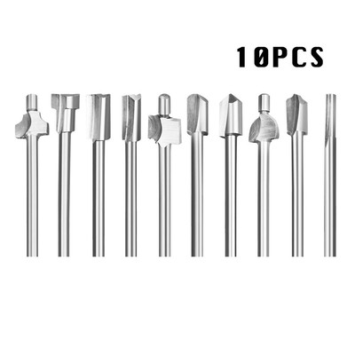 10Pcs 1/8'' 3mm Shank Router Bits Rotary Tool Set Wood Cutter Milling for Dremel