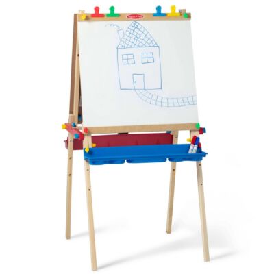 Настоящий мольберт для рисования Melissa & Doug Deluxe — доска для сухого стирания, меловая доска, бумага