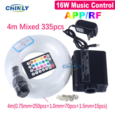 Fiber Optic Lights Smartphone APP Control Star Ceiling 16W RGBW Lights 4m 335PCS