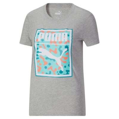 

Женские серые повседневные топы Puma Wordmark Logo с круглым вырезом и короткими рукавами 672718, Grey