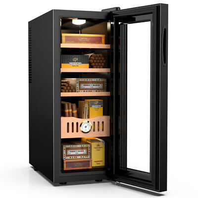 35L Electric Cigar Humidor 250 Counts Capacity Cigar Cabinet, Digital Hygrometer
