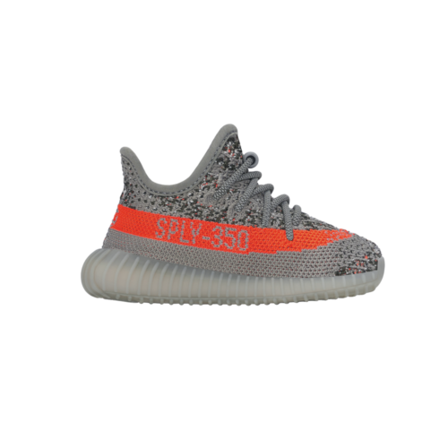 adidas Yeezy Boost 350 V2 Серые кроссовки без шнуровки для маленьких мальчиков Повседневная обувь GW123