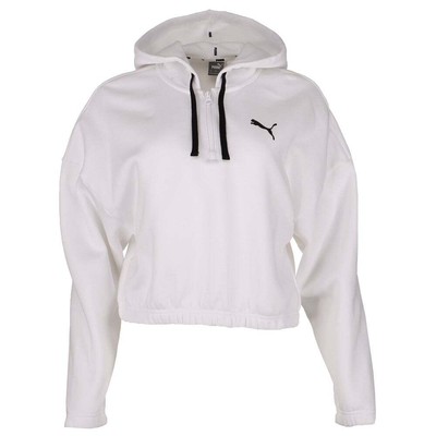 

Женская белая повседневная спортивная верхняя одежда Puma Cropped Logo Half Zip Hoodie 6715080, Белый, Puma Cropped Logo Half Zip Hoodie