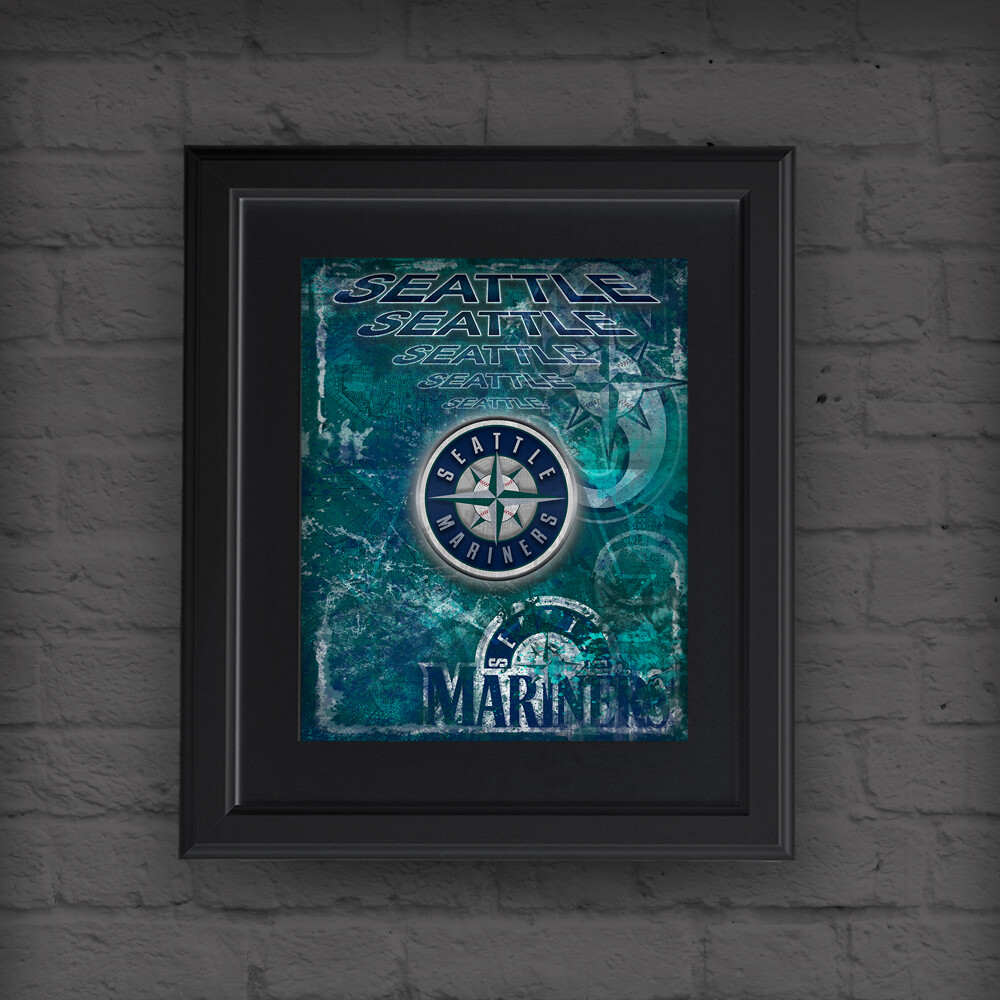 SEATTLE MARINERS  12x18inch Poster SEATTLE Baseball Print Free Shipping Us