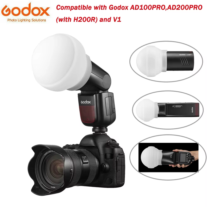AK-R22 Silicone Flash Diffusers Diffusion Ball Softbox Dome Kit For V1 Flash AD