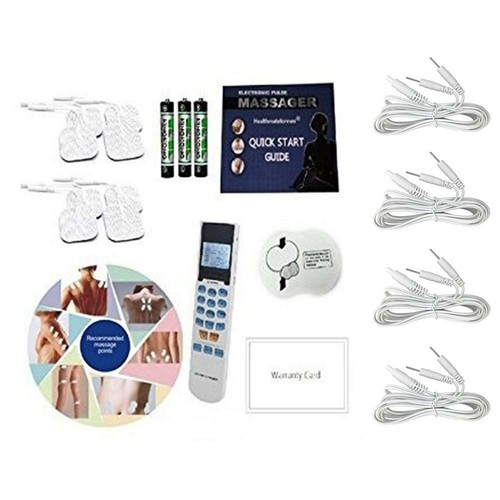 FDA cleared OTC HealthmateForever YK15AB TENS unit with 4 outputs, apply 8...