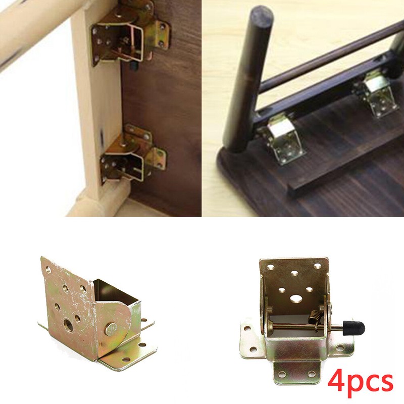 4Pcs Iron Folding Table Chair Leg Brackets Hinges Self Lock 75x60x55mm