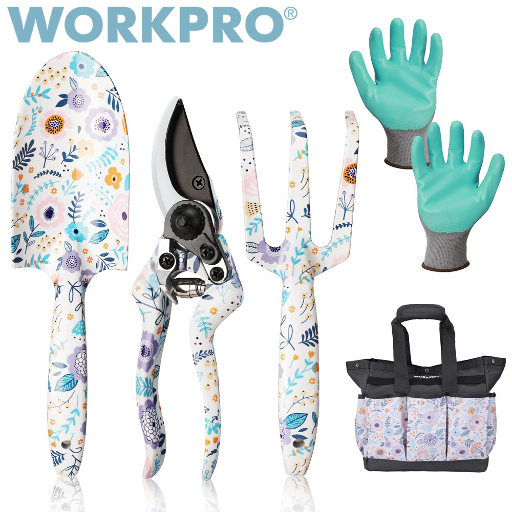 WORKPRO 5PC Garden Tool Set Heavy Duty Gardening Hand Tool Set w/Garden Tool Bag