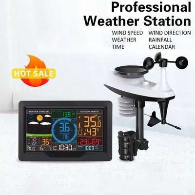 Home Smart Weather Station Color LCD Indoor Outdoor Temperature Humidity Monitor