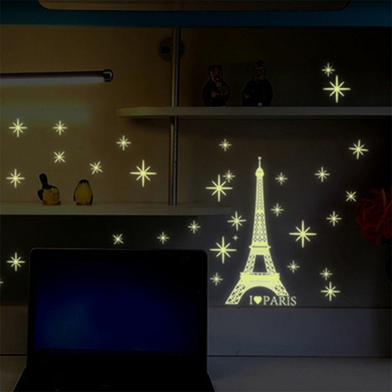 Romantic Paris Eiffel Tower Wall Sticker Decal Mural Glow In The