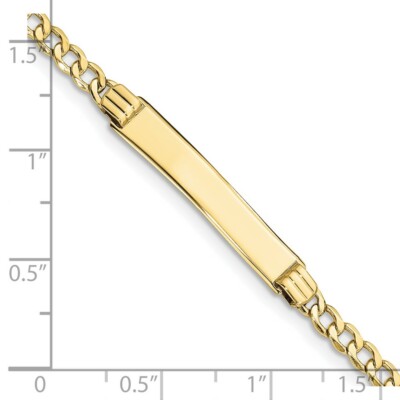 Pre-owned Skyjewelers Real 10k Yellow Gold Curb Link Id Chain Bracelet; 8 Inch; Lobster Clasp