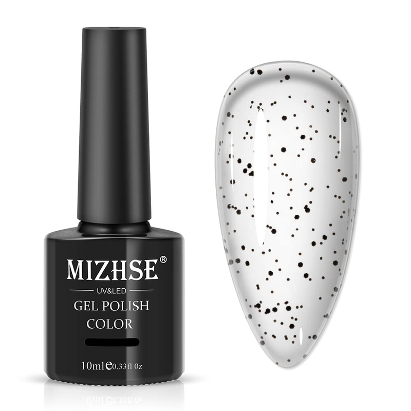 Eggshell Gel Top Coat, Speckled Gel Polish Black Spot Egg Clear Top Coat