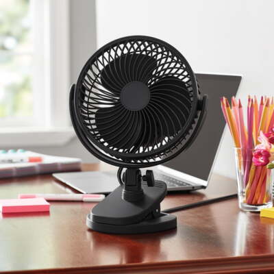 6-inch New Style Desktop or Clip-on AC Electric Personal Fan with 2 Speeds Black