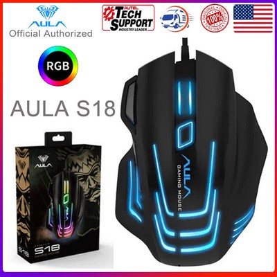 6400 DPI Optical Gaming Mouse 7 Button Programmable USB Wired LED With Fire Key 