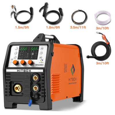 HITBOX 4IN1 Gas Gasless MIG Welder Aluminum Lift TIG MMA Welding Machine 200Amp