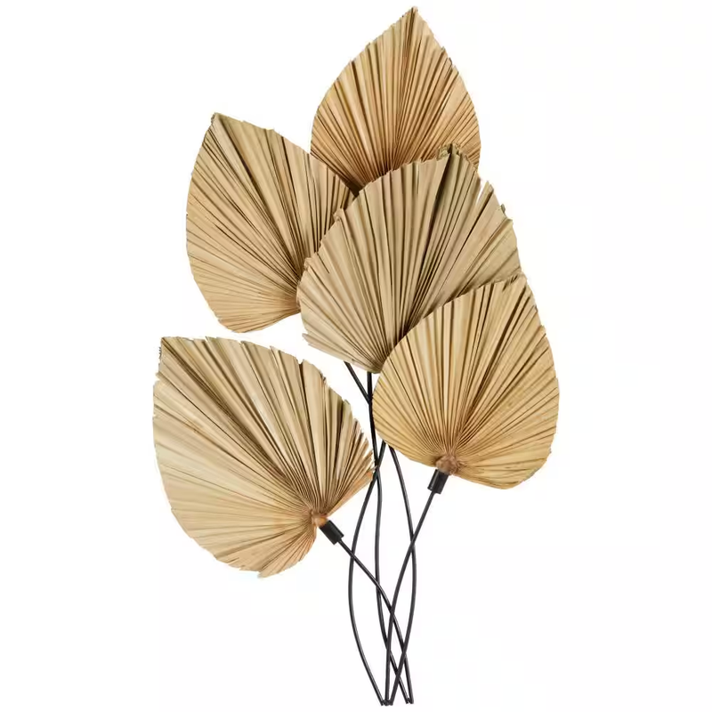 Leaf Wall Sculpture Metal Palm Leaf Wall Decor Brown Black Tropical Home Accent
