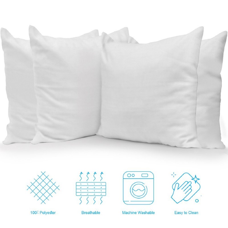 Lux Decor Collection White Throw Pillows 12" X 12" Pillow Insert Set of 4