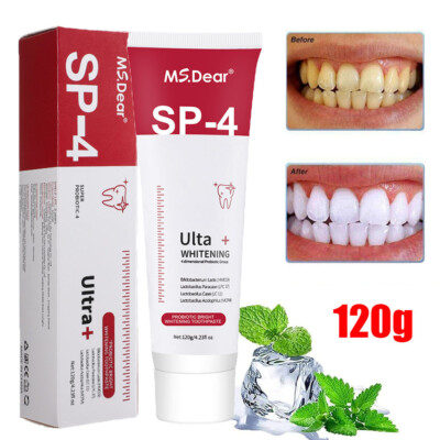 SP-4 Probiotic Whitening Toothpaste Removes Bad Breath Dental Plate Stain 120g