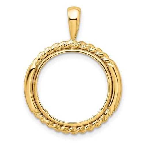 Pre-owned Roy Rose Jewelry Wideband 14k Yellow Gold Coin Bezel Pendant Mounting - 16.5mm-34.2 Tear Drop