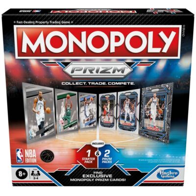 Monopoly Prizm NBA Edition Board Game 8+ 16 Panini NBA Trading Cards Jump Ball