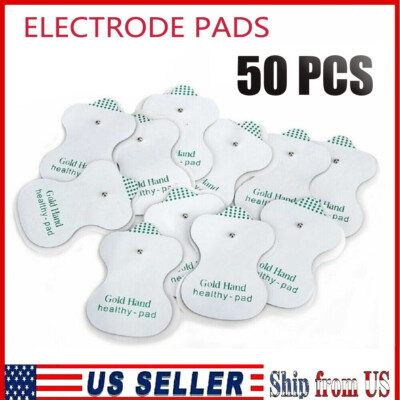 50PCS Massager & Electrode Snap On Replacement Pads For Pulse Tens Unit USA