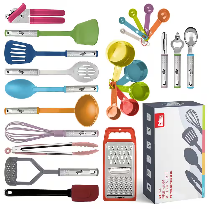 Multi Color Nylon Stainless Steel Utensils (Set of 24)