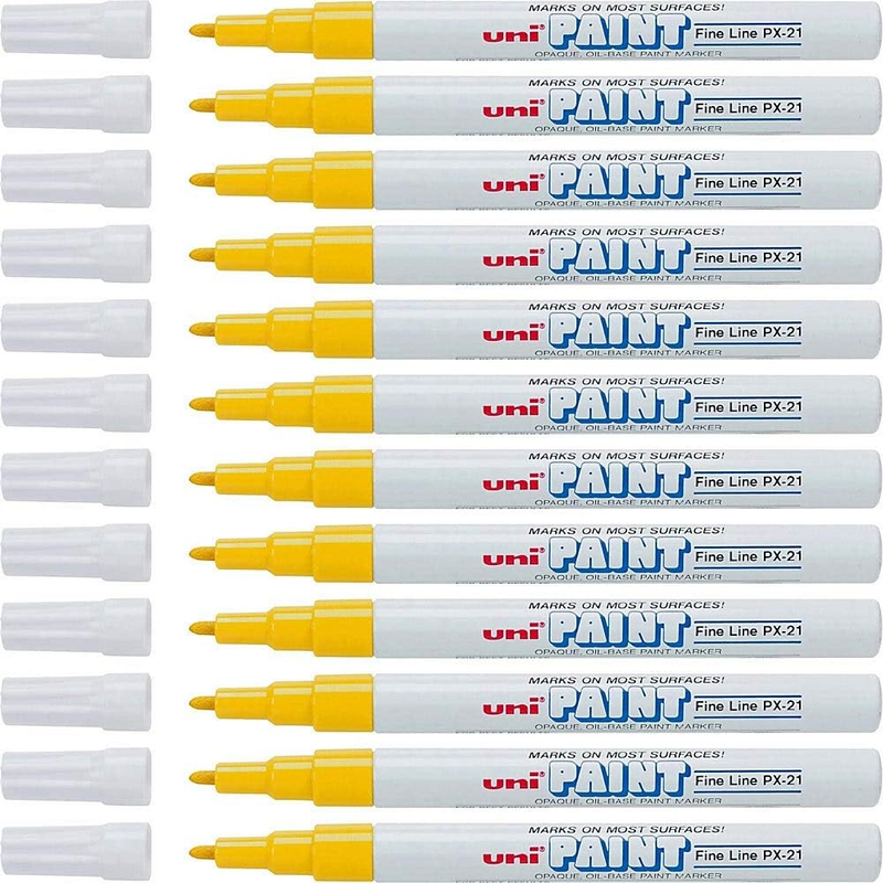 Uni-Paint 63705 PX-21 Oil-Based Paint Marker, Fine Point, Yellow 12-Count