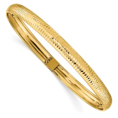 Pre-owned Superdealsforeverything Real 14kt Yellow Gold Textured Flexible Bangle; 7.5 Inch