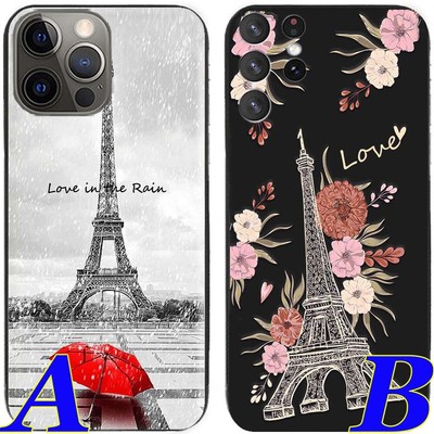 2X Flower Eiffel Tower TPU Back Case Cover For Samsung Nokia Honor Oneplus Phone