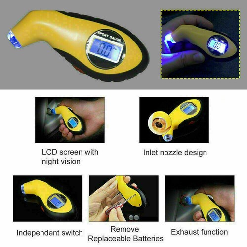 Tire Pressure Gauge Digital LCD Handy Air Gauge For Car Truck Motorcycle Bicycle